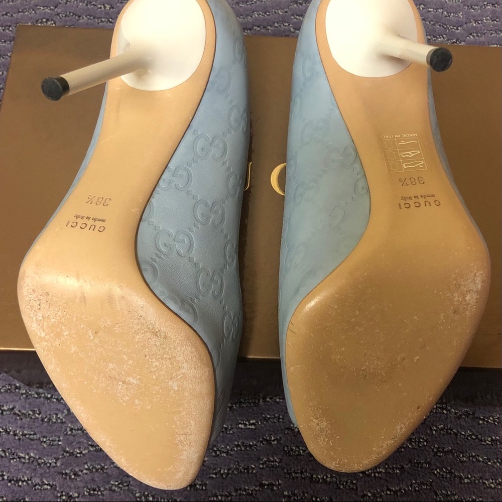 Gucci Light Blue Peep Toe Heels - Picture 3 of 8